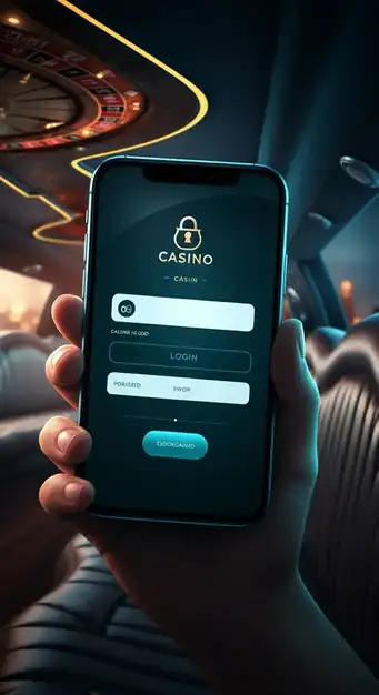 Interface de connexion sécurisée de Fat Pirate Casino sur un écran d'ordinateur, affichant les champs d'e-mail et de mot de passe avec une icône de pirate en arrière-plan.